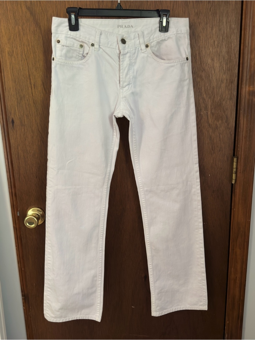 Authentic Prada Off White Straight-Leg Jeans